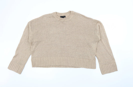 New Look Womens Beige Crew Neck  Acrylic Pullover Jumper Size L