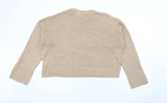 New Look Womens Beige Crew Neck  Acrylic Pullover Jumper Size L