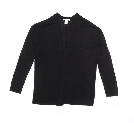 H&M Womens Black V-Neck  Acrylic Cardigan Jumper Size XS