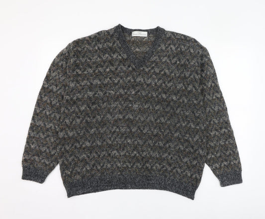 Marks and Spencer Womens Grey V-Neck  Acrylic Pullover Jumper Size M