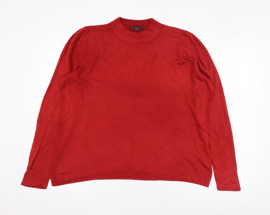 Preworn Womens Red Round Neck  Acrylic Pullover Jumper Size 16