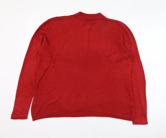 Preworn Womens Red Round Neck  Acrylic Pullover Jumper Size 16