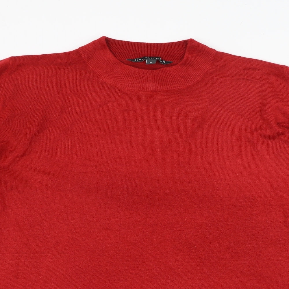 Preworn Womens Red Round Neck  Acrylic Pullover Jumper Size 16