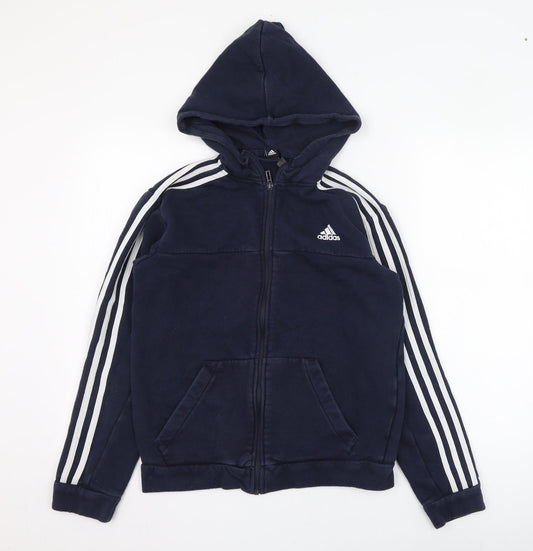 adidas Mens Blue  Cotton Full Zip Hoodie Size XS