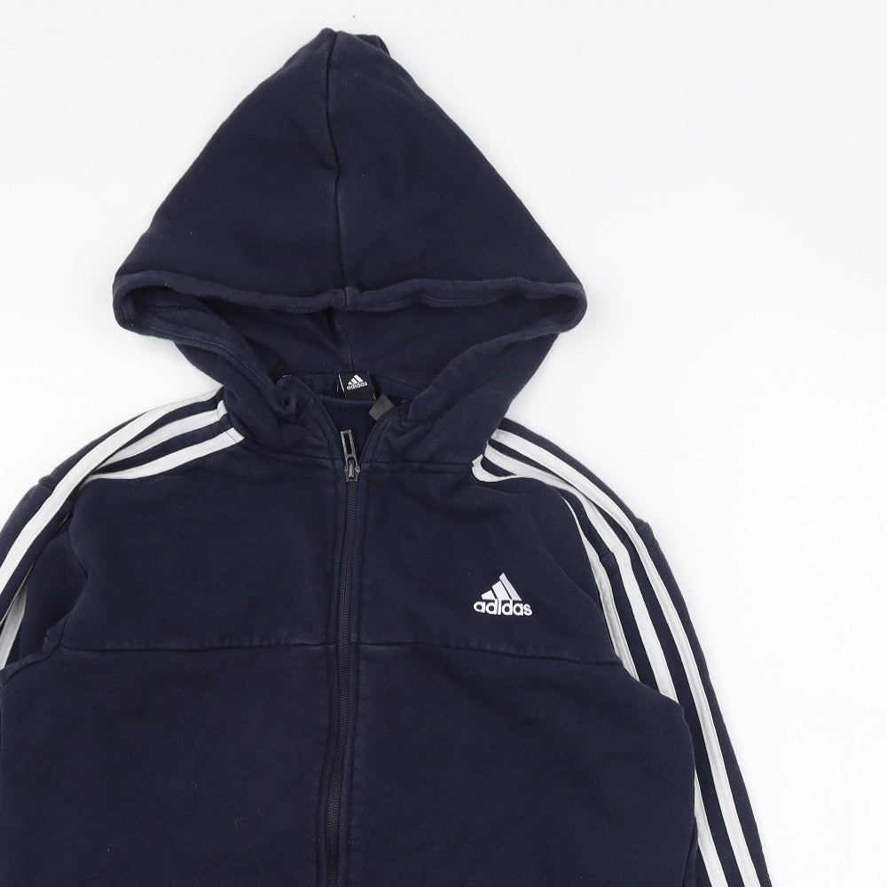 adidas Mens Blue  Cotton Full Zip Hoodie Size XS