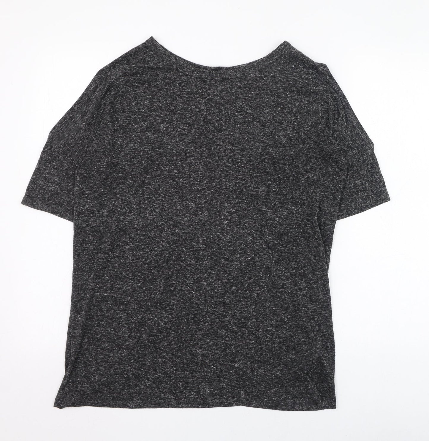 New Look Womens Grey  Polyester Basic T-Shirt Size 12 Round Neck