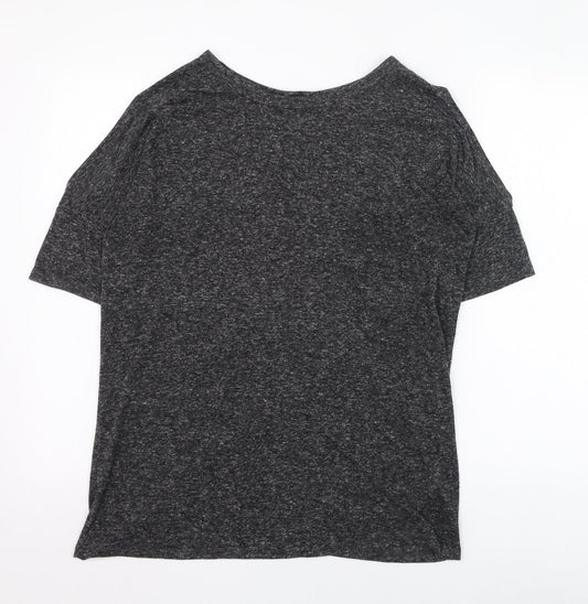 New Look Womens Grey  Polyester Basic T-Shirt Size 12 Round Neck