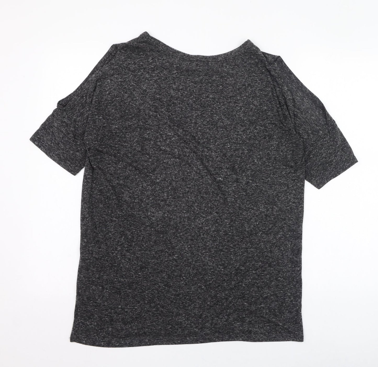 New Look Womens Grey  Polyester Basic T-Shirt Size 12 Round Neck