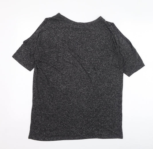 New Look Womens Grey  Polyester Basic T-Shirt Size 12 Round Neck