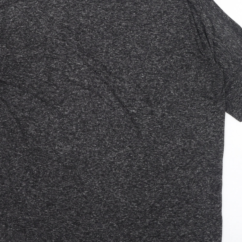 New Look Womens Grey  Polyester Basic T-Shirt Size 12 Round Neck