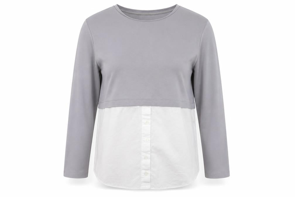 Gallery Womens Grey  Viscose Basic Blouse Size M Round Neck