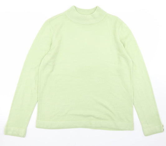 BM Womens Green Mock Neck  Acrylic Pullover Jumper Size M