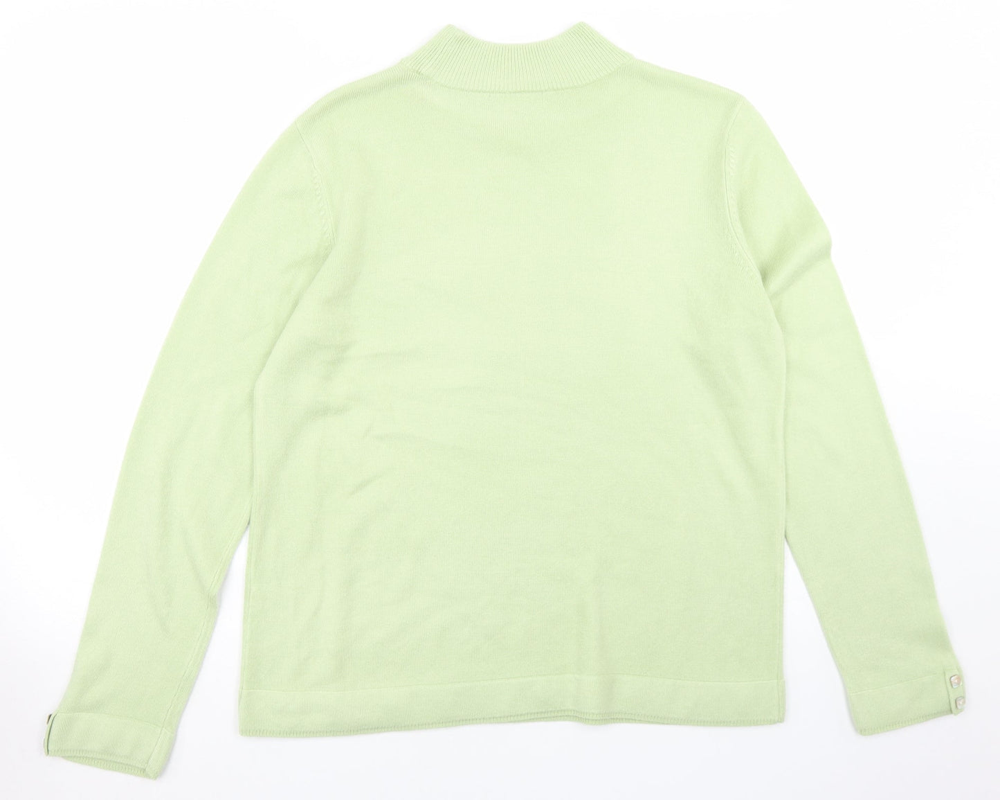 BM Womens Green Mock Neck  Acrylic Pullover Jumper Size M