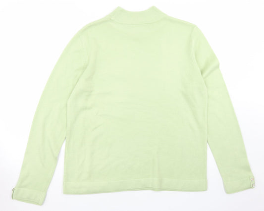 BM Womens Green Mock Neck  Acrylic Pullover Jumper Size M