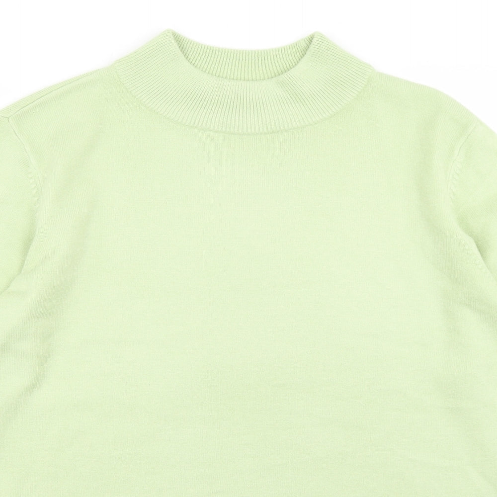 BM Womens Green Mock Neck  Acrylic Pullover Jumper Size M