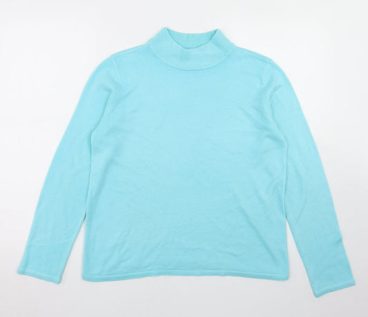 BM Womens Blue Mock Neck  Acrylic Pullover Jumper Size S