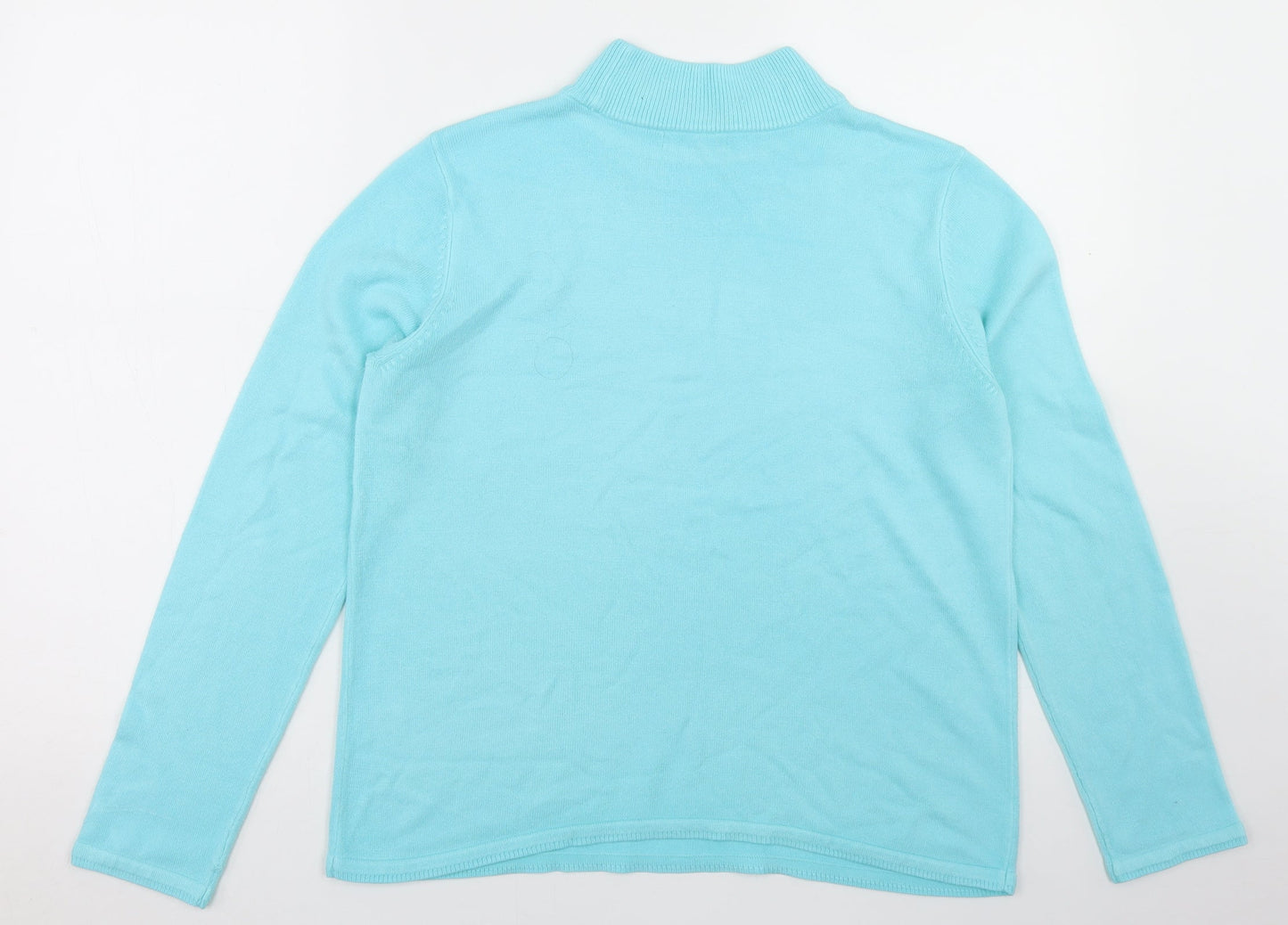 BM Womens Blue Mock Neck  Acrylic Pullover Jumper Size S