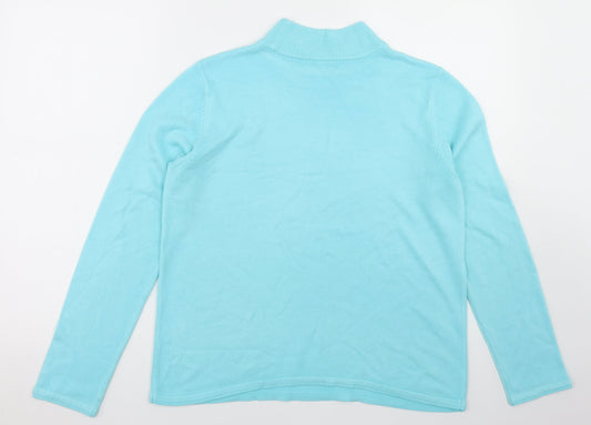BM Womens Blue Mock Neck  Acrylic Pullover Jumper Size S