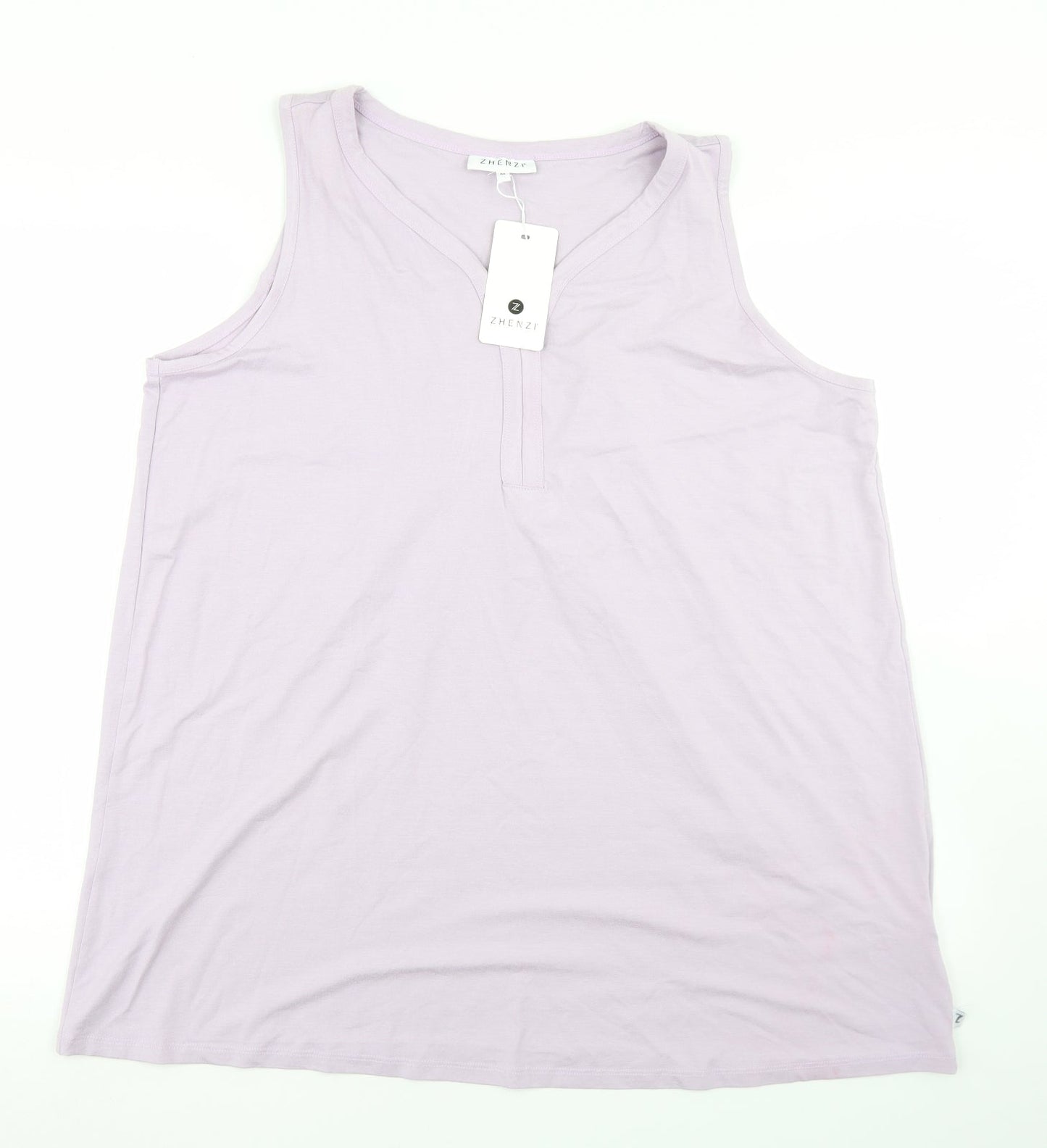 Zhenzi Womens Purple  Viscose Basic Tank Size M Round Neck