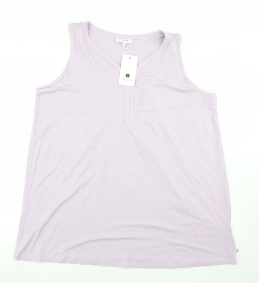 Zhenzi Womens Purple  Viscose Basic Tank Size M Round Neck