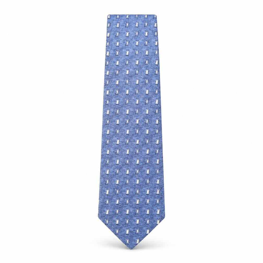 Marks and Spencer Mens Blue Geometric Silk Pointed Tie One Size