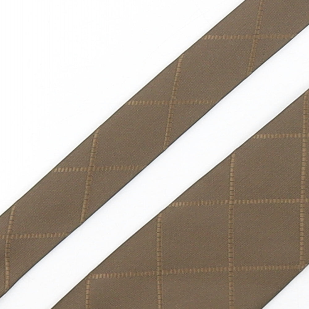Hutson Harbour Mens Brown Plaids & Checks Polyester Pointed Tie One Size