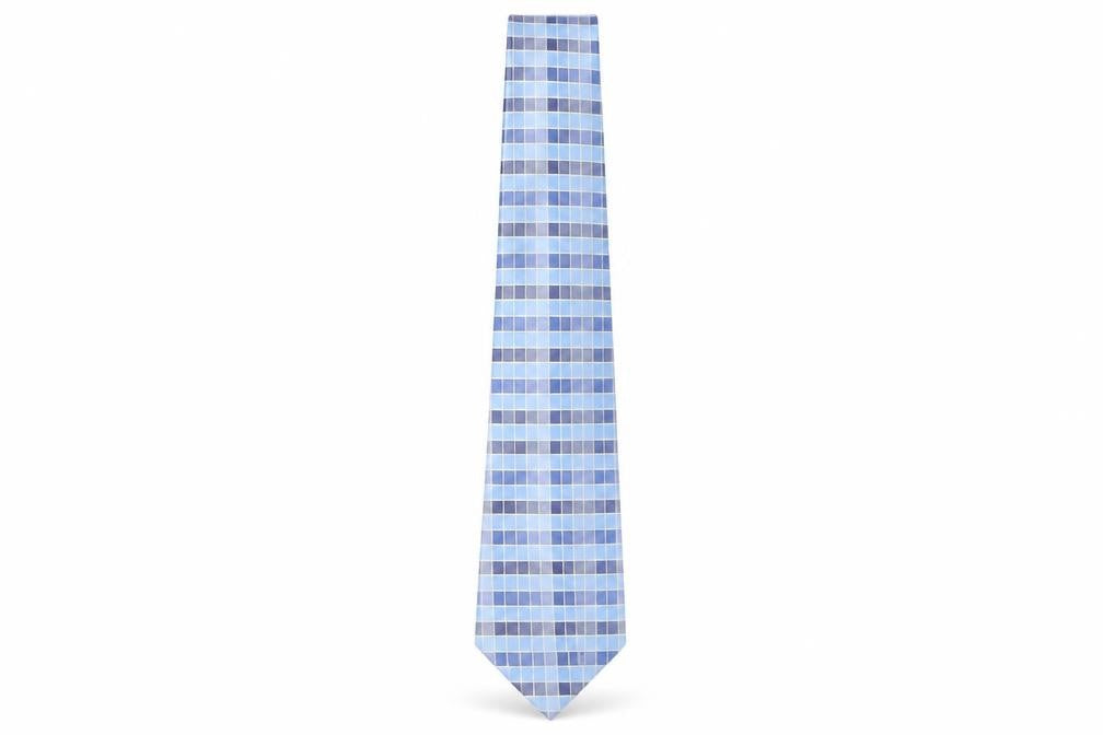 Michelsons Mens Blue Plaids & Checks Polyester Pointed Tie One Size
