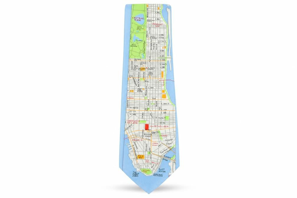 Tin Can Man Mens Multicoloured Geometric Polyester Pointed Tie One Size - New York