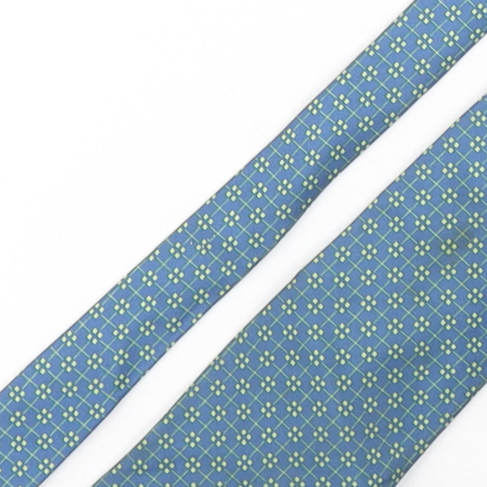BHS Mens Green Geometric Silk Pointed Tie One Size