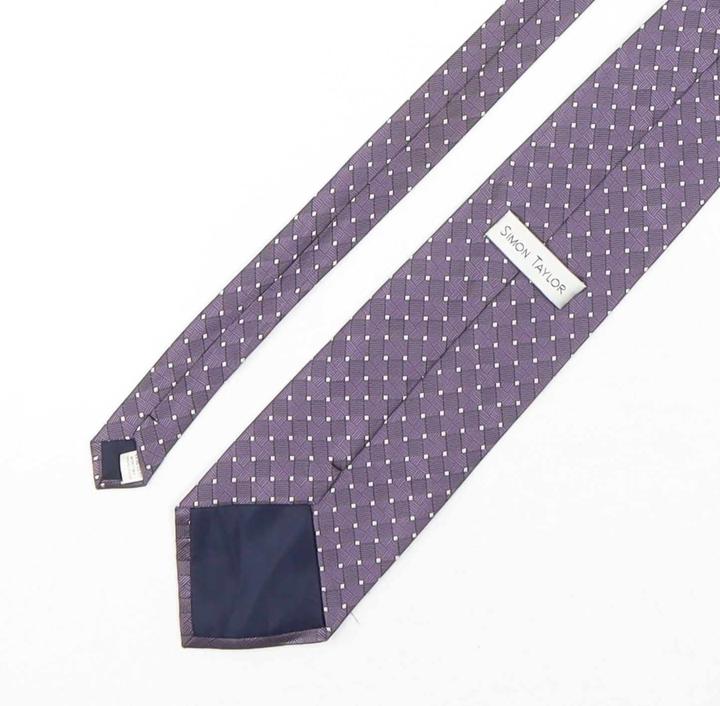 Simon Taylor Mens Purple Geometric Polyester Pointed Tie One Size