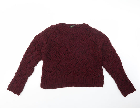 Venus Womens Purple Crew Neck  Acrylic Pullover Jumper Size M