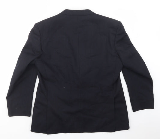 Made In England Mens Blue Striped  Jacket Blazer Size 42  Button