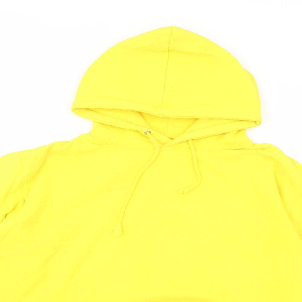 Awdis Womens Yellow  Cotton Pullover Hoodie Size M  Pullover