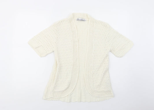 Pure & Natural Womens White V-Neck  Acrylic Cardigan Jumper Size M