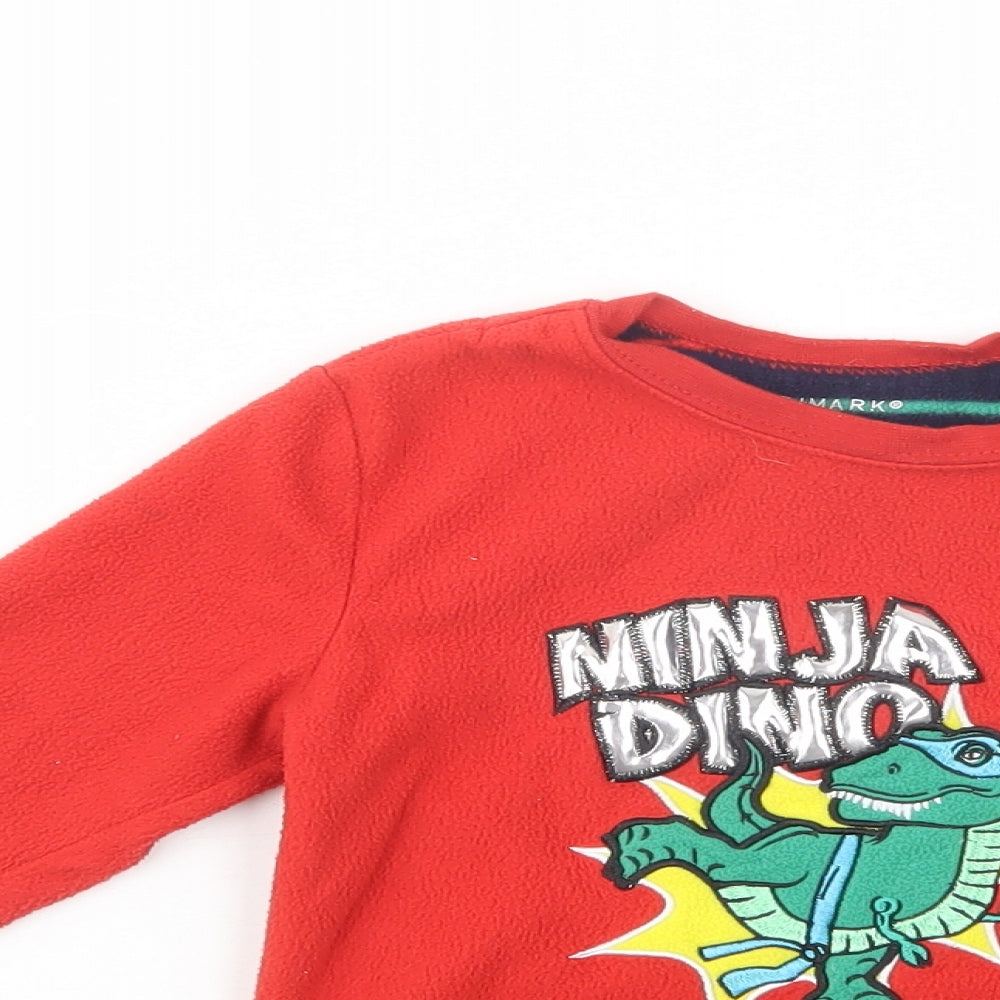 Primark Boys Red  Polyester Pullover Sweatshirt Size 4-5 Years  Pullover - Ninja Dino