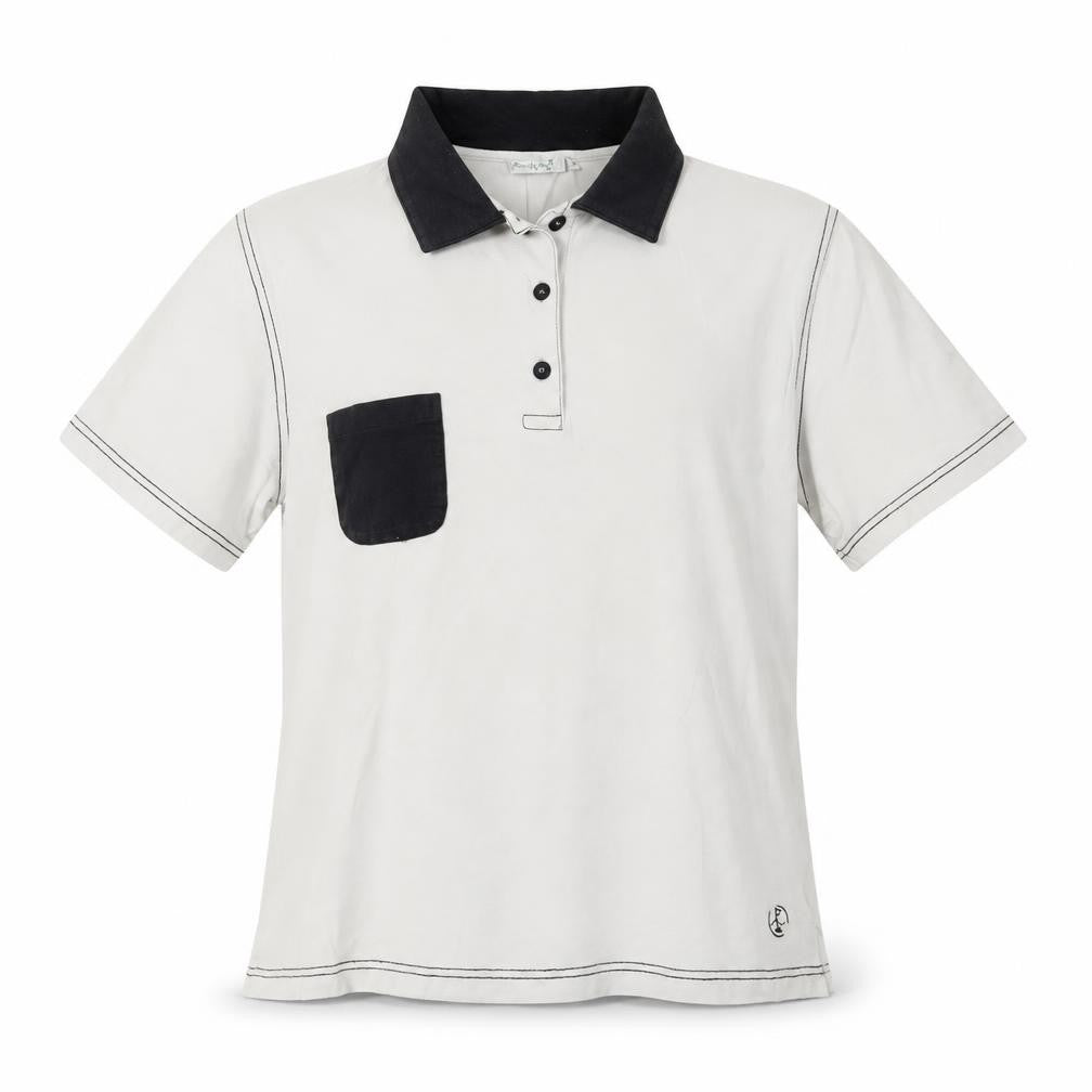 One Up Golf Womens White  Cotton Basic Polo Size L Collared