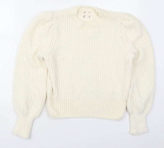 H&M Womens Ivory Crew Neck  Polyester Pullover Jumper Size XS