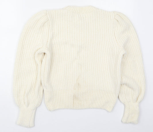 H&M Womens Ivory Crew Neck  Polyester Pullover Jumper Size XS