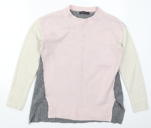 Marks and Spencer Womens Pink Crew Neck  Acrylic Pullover Jumper Size S   - Colour Block