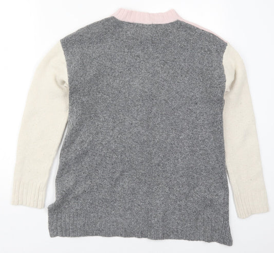Marks and Spencer Womens Pink Crew Neck  Acrylic Pullover Jumper Size S   - Colour Block