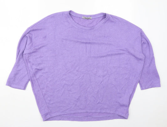 Alexara Womens Purple Round Neck  Viscose Pullover Jumper Size L