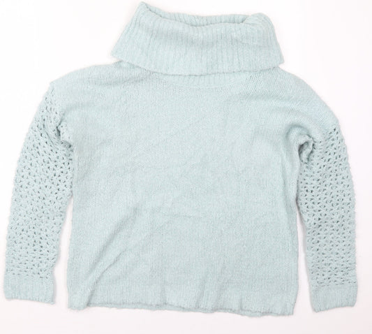 Peacocks Womens Blue Roll Neck  Acrylic Pullover Jumper Size S