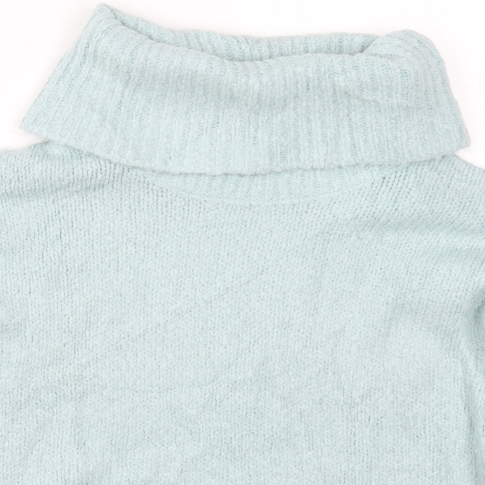 Peacocks Womens Blue Roll Neck  Acrylic Pullover Jumper Size S