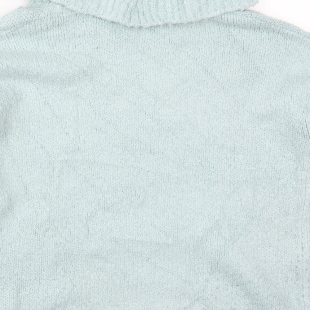Peacocks Womens Blue Roll Neck  Acrylic Pullover Jumper Size S