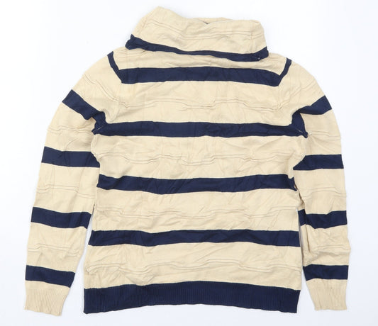 Eureca Womens Beige Roll Neck Striped Viscose Pullover Jumper Size 12