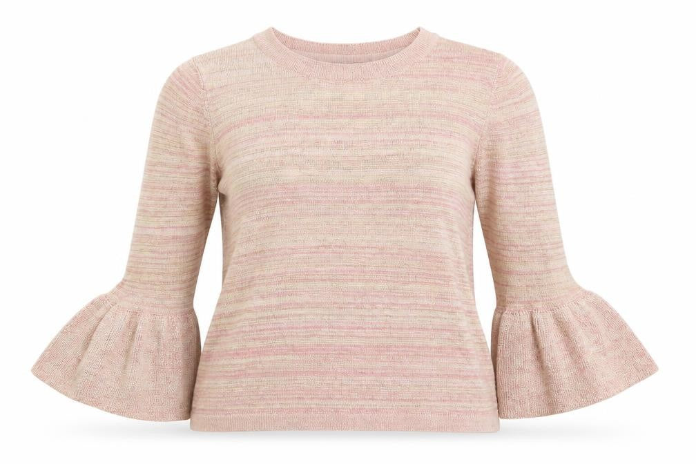 Marks and Spencer Womens Pink Crew Neck Striped Polyester Pullover Jumper Size 8