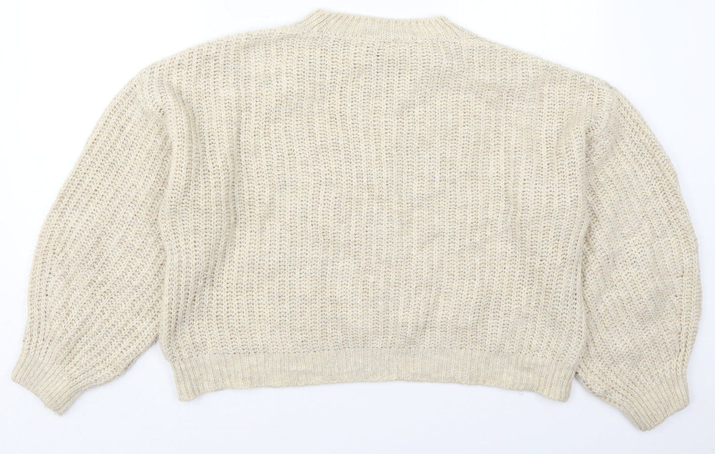 New Look Womens Beige Crew Neck  Acrylic Pullover Jumper Size M