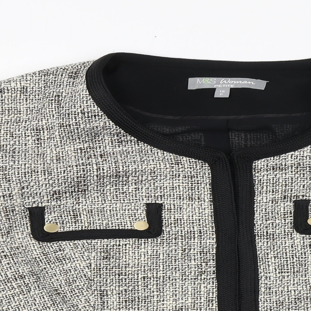 Marks and Spencer Womens Beige   Jacket Blazer Size 16  Hook & Eye