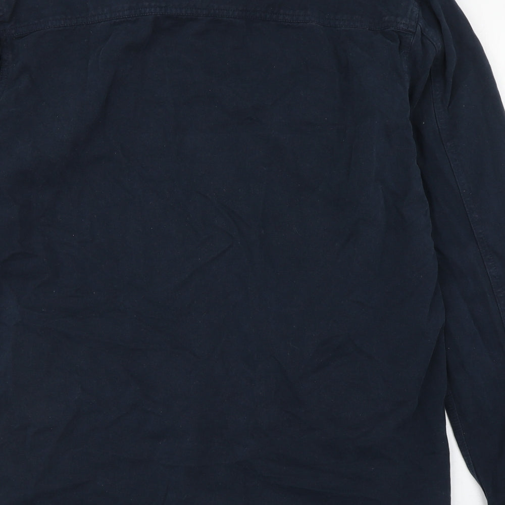 Pull&Bear Mens Blue  Cotton  Button-Up Size S Collared Button