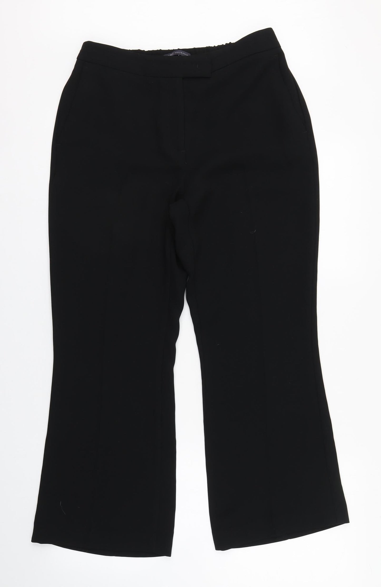 Marks and Spencer Womens Black  Polyester Trousers  Size 10 L25 in Regular Zip